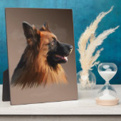 ジャーマンシェパードドッグウォーターカラーアートポートレート フォトプラーク (側面)
