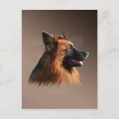 ジャーマンシェパードドッグウォーターカラーアートポートレート ポストカード (正面)