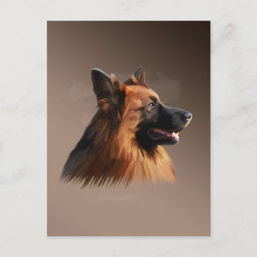 ジャーマンシェパードドッグウォーターカラーアートポートレート ポストカード (正面)