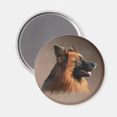 ジャーマンシェパードドッグウォーターカラーアートポートレート マグネット (正面/裏面)