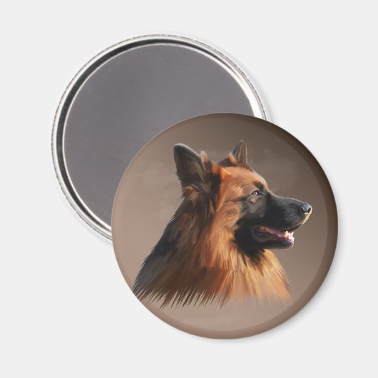 ジャーマンシェパードドッグウォーターカラーアートポートレート マグネット (正面/裏面)