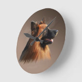 ジャーマンシェパードドッグウォーターカラーアートポートレート ラウンド壁時計 (傾斜)