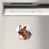 ジャーマンシェパードドッグオイル絵画アートポートレートカンヴ マグネット (インサイチュ (食洗機))