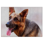 ジャーマンシェパードドッグオイル絵画アートポートレート カッティングボード (正面)