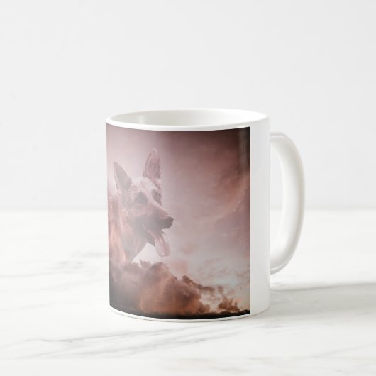 ジャーマンシェパードドッグクラウドズ天国アートポートレートGSD コーヒーマグカップ (正面右)