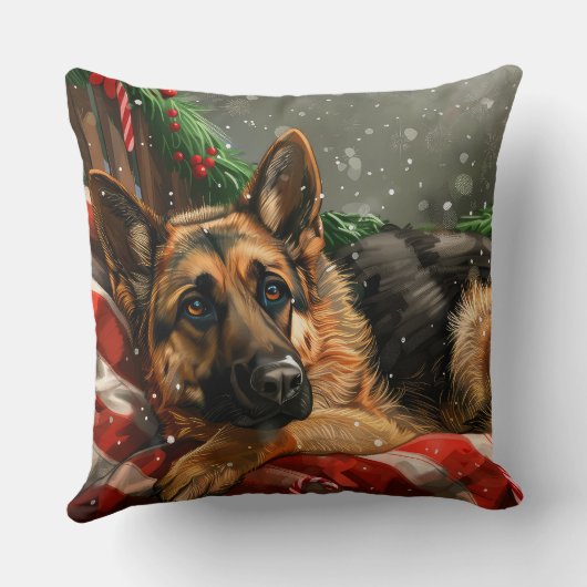 ジャーマンシェパードドッグクリスマスフェスティバル クッション (裏面)