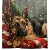 ジャーマンシェパードドッグクリスマスフェスティバル シャワーカーテン (正面)
