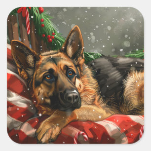 ジャーマンシェパードドッグクリスマスフェスティバル スクエアシール