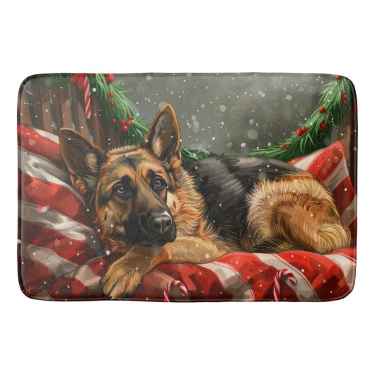 ジャーマンシェパードドッグクリスマスフェスティバル バスマット (正面)