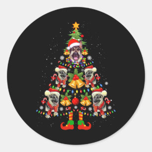 ジャーマンシェパードドッグサンタハットクリスマスツリークリスマス ラウンドシール