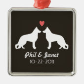 ジャーマンシェパードドッグシルエットカスタムカップル メタルオーナメント (正面)