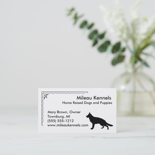 ジャーマンシェパードドッグシルエット 名刺 (スタンド正面)