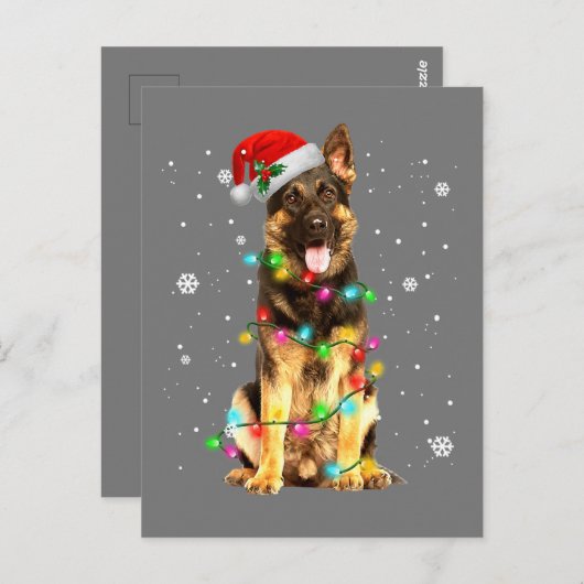 ジャーマンシェパードドッグツリークリスマスセータークリスマス ポストカード (正面/裏面)