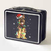ジャーマンシェパードドッグツリークリスマスセータークリスマス メタルランチボックス (正面)
