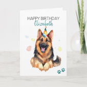 ジャーマンシェパードドッグパーソナライズされたハッピーバースデー カード (正面)