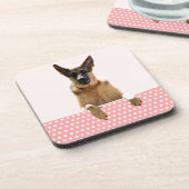 ジャーマンシェパードドッグピンク水玉模様 コースター (左側)