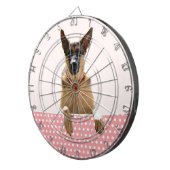 ジャーマンシェパードドッグピンク水玉模様 ダーツボード (正面右)