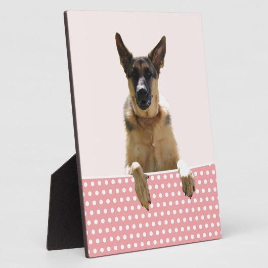ジャーマンシェパードドッグピンク水玉模様 フォトプラーク (側面)