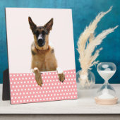 ジャーマンシェパードドッグピンク水玉模様 フォトプラーク (側面)