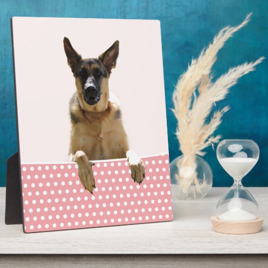 ジャーマンシェパードドッグピンク水玉模様 フォトプラーク (側面)