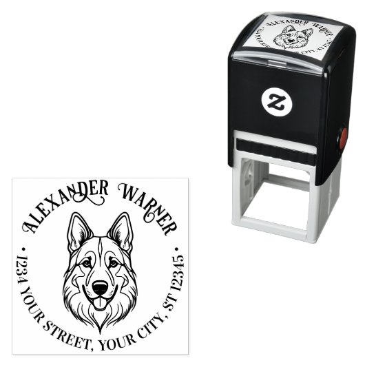 ジャーマンシェパードドッグヘッドネーム差出人住所 セルフインキングスタンプ (インサイチュ)