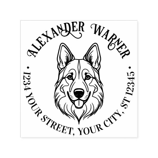 ジャーマンシェパードドッグヘッドネーム差出人住所 セルフインキングスタンプ (デザイン)