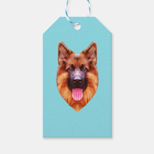 ジャーマンシェパードドッグポートレート ギフトタグ (正面)