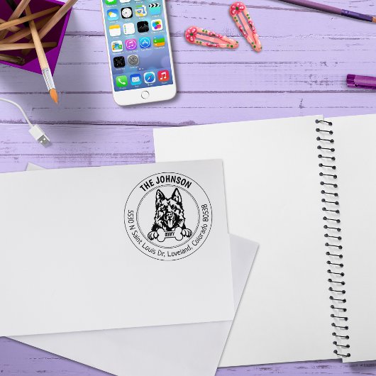 ジャーマンシェパードドッグ差出人住所ファミリー ラバースタンプ