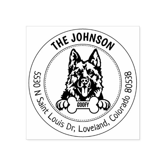 ジャーマンシェパードドッグ差出人住所ファミリー ラバースタンプ (インプリント)