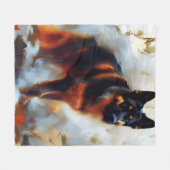 ジャーマンシェパードドッグ素晴らしポートレート フリースブランケット (正面(横))