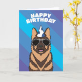 ジャーマンシェパードドッグ誕生日カード カード (黄色い花)