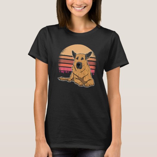 ジャーマンシェパードドッグ Gsd サンセット 4 Tシャツ (正面)