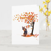 ジャーマンシェパードフクロウと秋ツリー犬のオーナー秋 カード (黄色い花)