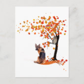 ジャーマンシェパードフクロウと秋ツリー犬のオーナー秋 ポストカード (正面)