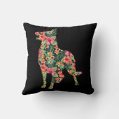 ジャーマンシェパードフラワーおもしろい犬シルエットフローラ クッション (裏面)