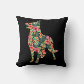ジャーマンシェパードフラワーおもしろい犬シルエットフローラ クッション (正面)
