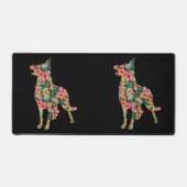 ジャーマンシェパードフラワーおもしろい犬シルエットフローラ デスクマット (正面)