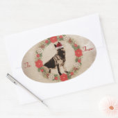 ジャーマンシェパードホリデーギフトラベル 楕円形シール (封筒)