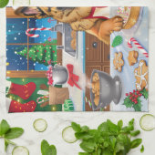 ジャーマンシェパードホリデーベーキング:フェスティバルクリスマス キッチンタオル (折り畳み)