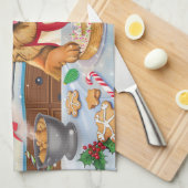 ジャーマンシェパードホリデーベーキング:フェスティバルクリスマス キッチンタオル (四つ折り)