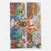 ジャーマンシェパードホリデーベーキング:フェスティバルクリスマス キッチンタオル (縦)