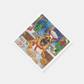 ジャーマンシェパードホリデーベーキング:フェスティバルクリスマス スタンダードカクテルナプキン (角)