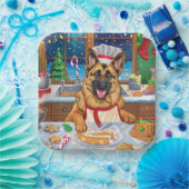 ジャーマンシェパードホリデーベーキング:フェスティバルクリスマス ペーパープレート (パーティー)