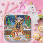 ジャーマンシェパードホリデーベーキング:フェスティバルクリスマス ペーパープレート (パーティー)