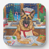 ジャーマンシェパードホリデーベーキング:フェスティバルクリスマス ペーパープレート (正面)
