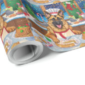 ジャーマンシェパードホリデーベーキング:フェスティバルクリスマス ラッピングペーパー (ロールコーナー)