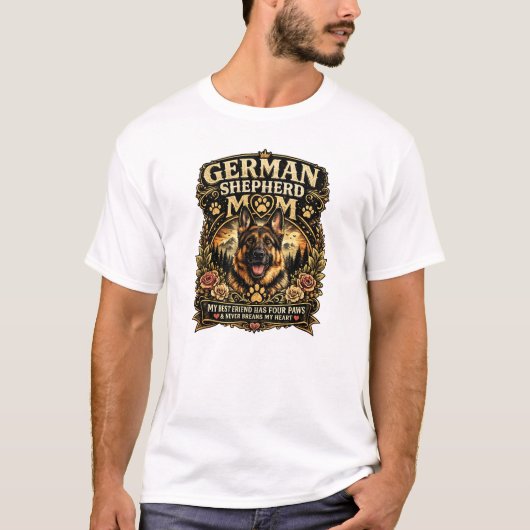ジャーマンシェパードママ 四本足 Tシャツ (正面)