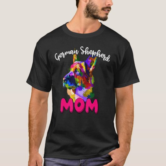 ジャーマンシェパードママ 犬の飼い主 母の日 Tシャツ (正面)