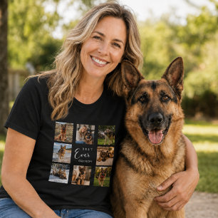 ジャーマンシェパードママ GSD お母さん フォトコラージュ 黒 Tシャツ