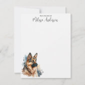 ジャーマンシェパードモダンドウウォーターパーソナライズされたカラー ノートカード (正面)